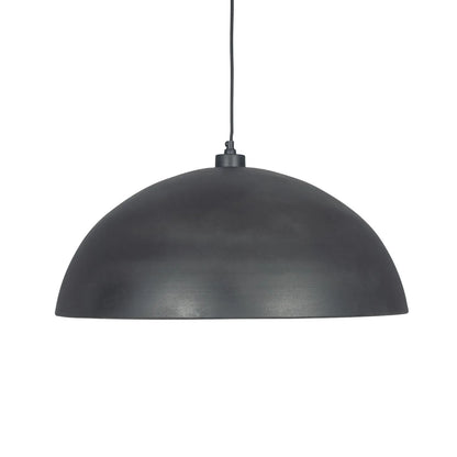 Matt Black & Gold Leaf Large Domed Metal Industrial Pendant Light With Black Fabric Cable – Adjustable Dimmable Ceiling Light 142x63x63cm | Click Style
