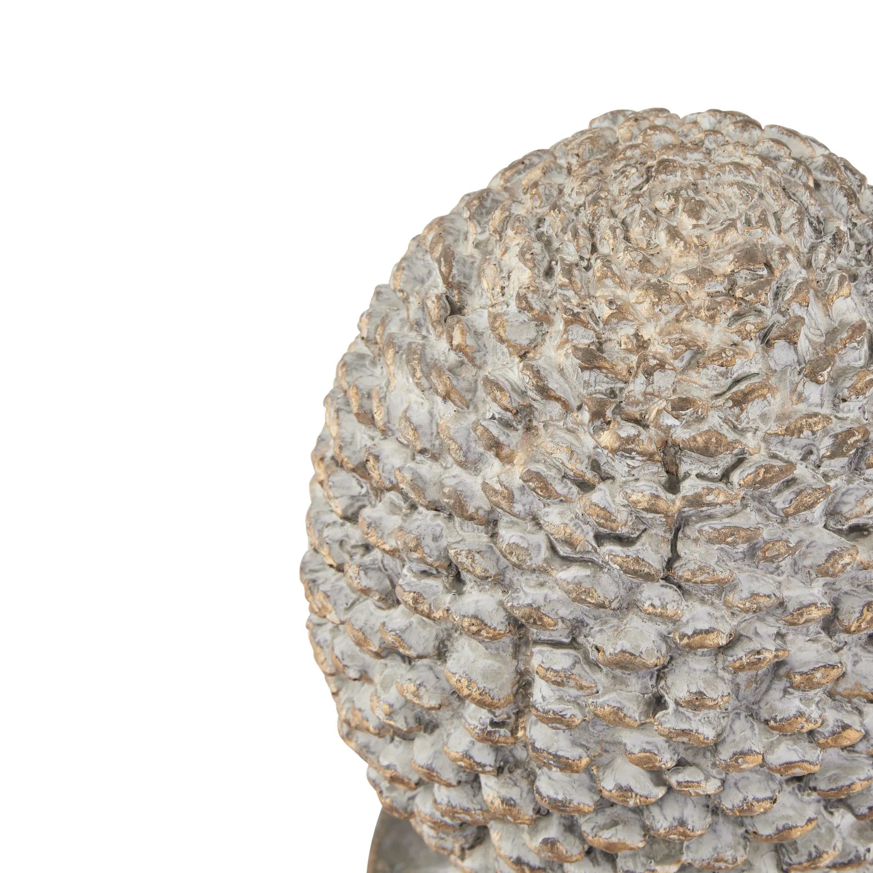 Medium Grey & Gold Pinecone Ornament on Stand – Decorative Ceramic Centrepiece for Home Decor 29x19cm - Click Style