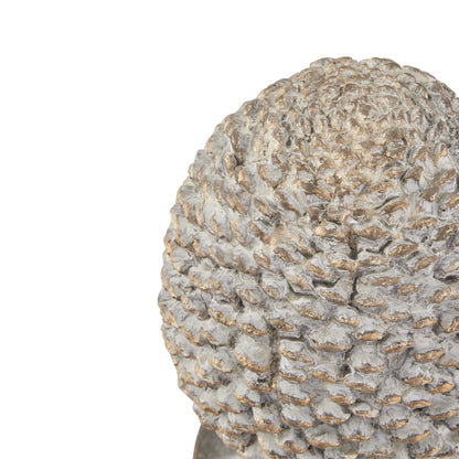 Medium Grey & Gold Pinecone Ornament on Stand – Decorative Ceramic Centrepiece for Home Decor 29x19cm - Click Style