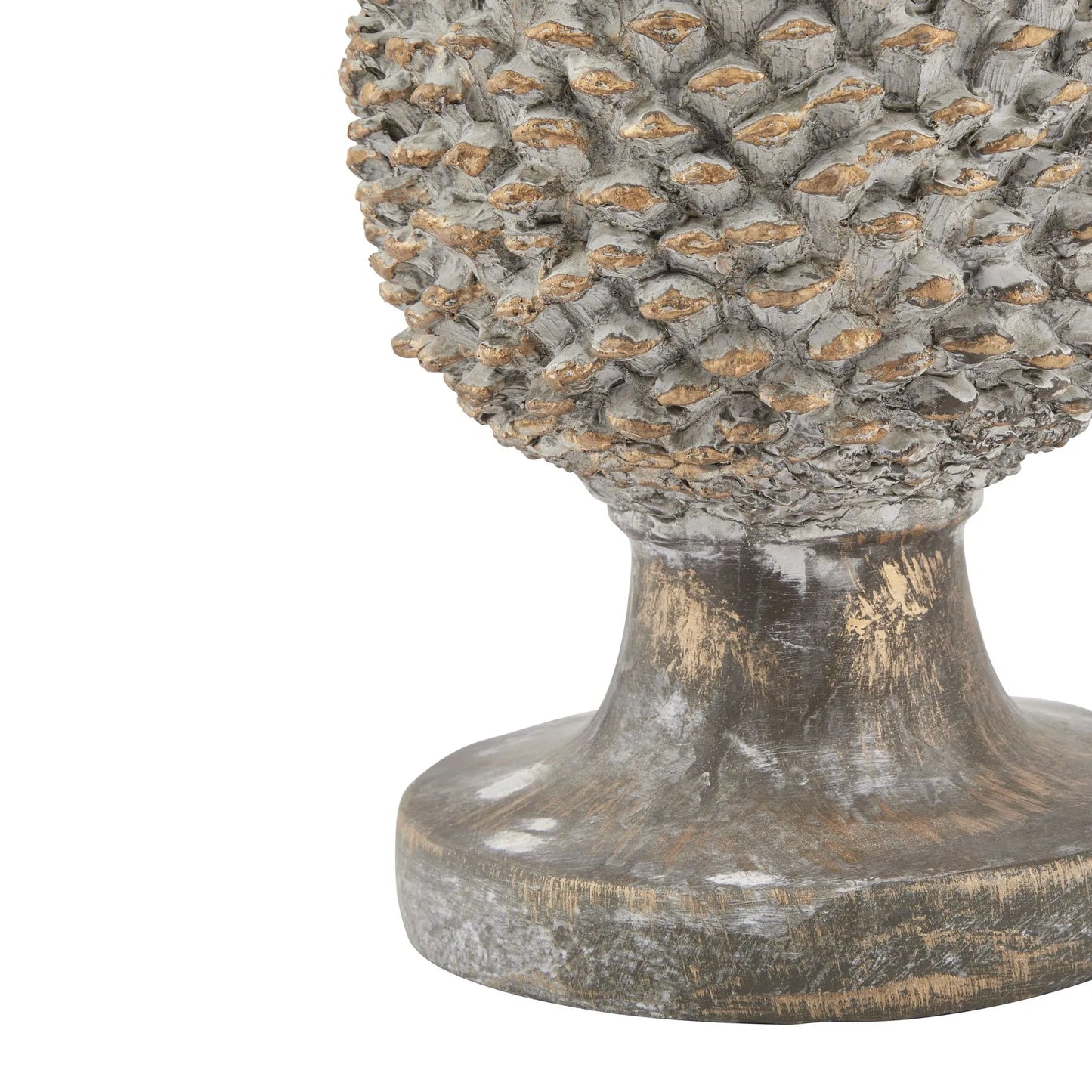 Medium Grey & Gold Pinecone Ornament on Stand – Decorative Ceramic Centrepiece for Home Decor 29x19cm - Click Style
