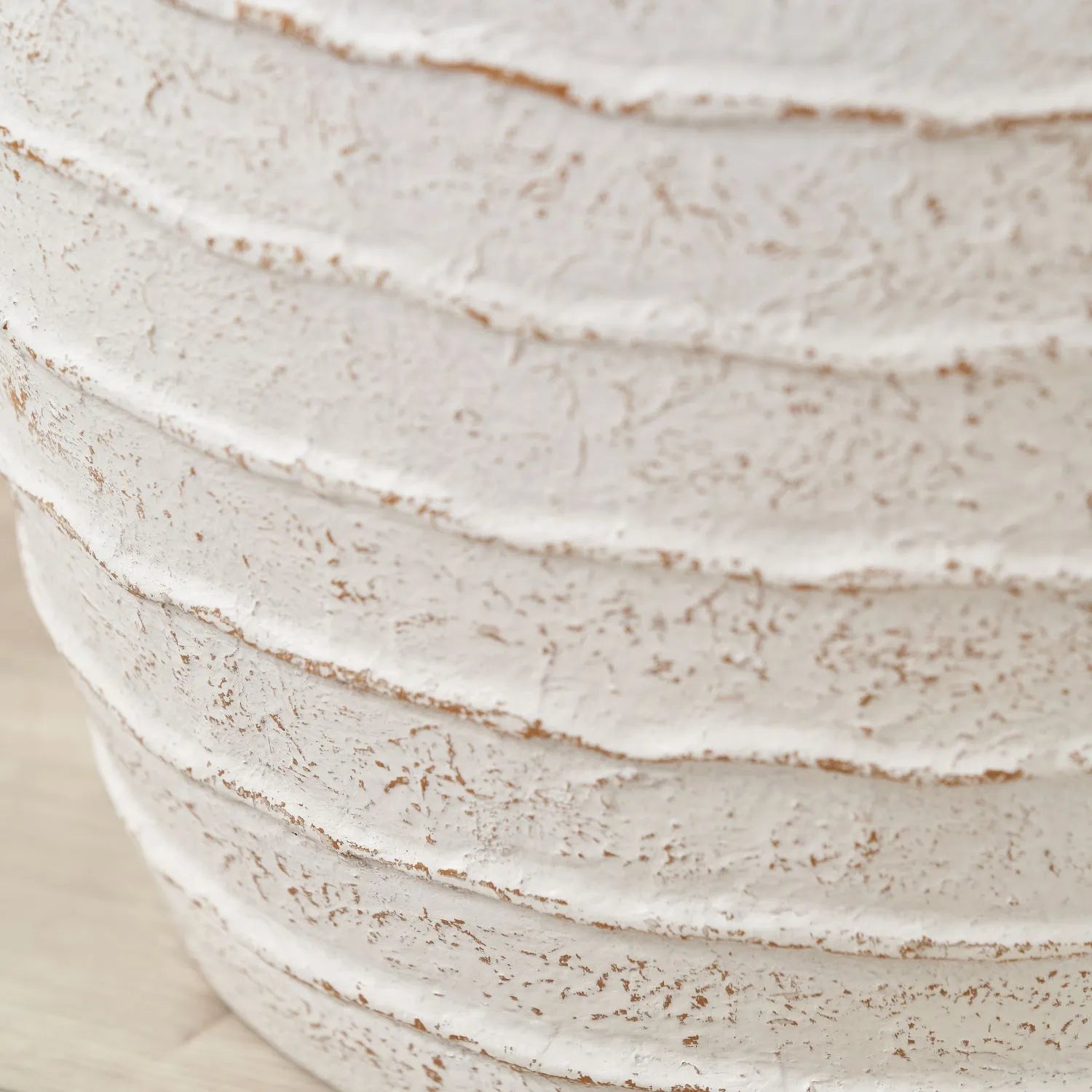 Medium White Ribbed Decorative Floor Standing Vase with Stone-Effect Finish – Textured Fibrestone Display Vessel for Faux Flowers H38xW32xD32cm - Click Style