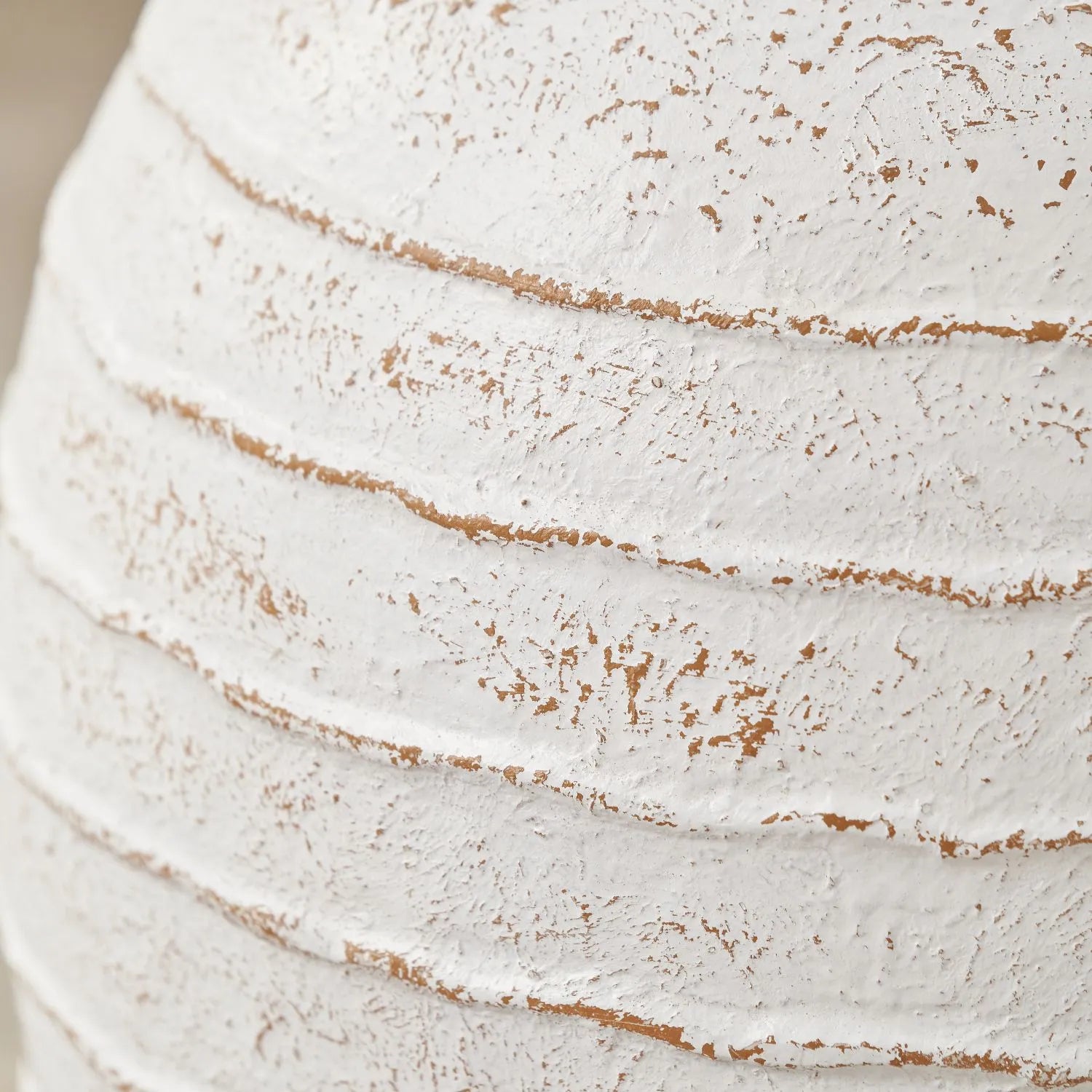 Medium White Ribbed Decorative Floor Standing Vase with Stone-Effect Finish – Textured Fibrestone Display Vessel for Faux Flowers H38xW32xD32cm - Click Style