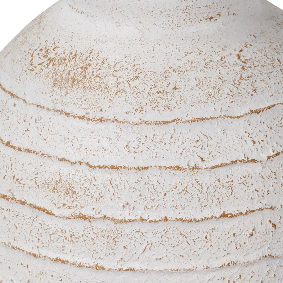 Medium White Wash Fibrestone Floor Standing Vase with Ribbed Texture – Distressed Stone-Effect Decorative Vase 38x32x32cm – Distressed White Wash Finish Close-Up | Click Style