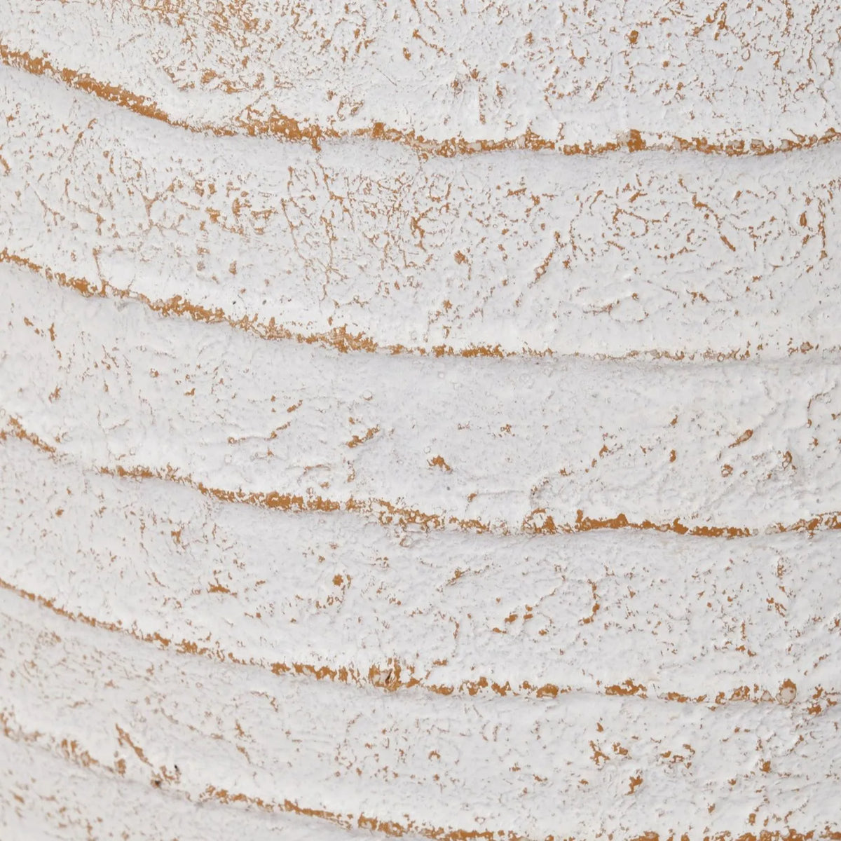 Medium White Wash Fibrestone Floor Standing Vase with Ribbed Texture – Distressed Stone-Effect Decorative Vase 38x32x32cm – Horizontal Ribbed Texture Close-Up | Click Style
