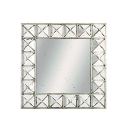 Bronze square wall mirror with triangulated design