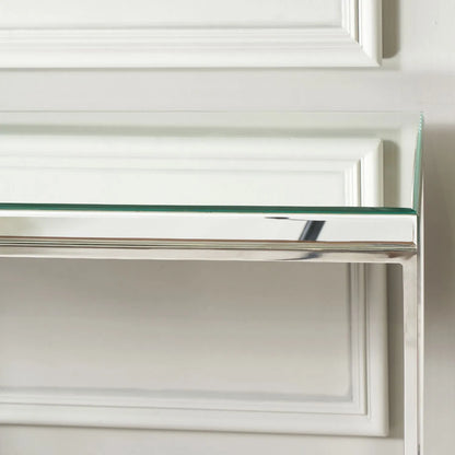 Mirrored Glass & Silver Metal Console Table with Bevelled Edge Mirrored Top and Slim Polished Metal Frame – Hallway Console Table 80x100x30cm | Click Style