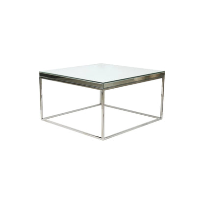 Mirrored Glass & Silver Metal Square Coffee Table with Bevelled Edge Mirrored Top and Polished Silver Metal Frame 40x70x70cm | Click Style