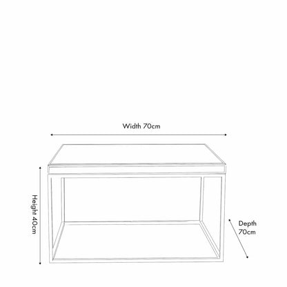 Mirrored Glass & Silver Metal Square Coffee Table with Bevelled Edge Mirrored Top and Polished Silver Metal Frame Dimensions 40x70x70cm | Click Style