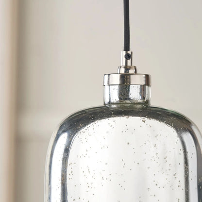 Mirrored Mercury Glass Bottle-Shaped Adjustable Pendant Light With Silver Fittings – Contemporary Hanging Ceiling Light 132x18x18cm | Click Style