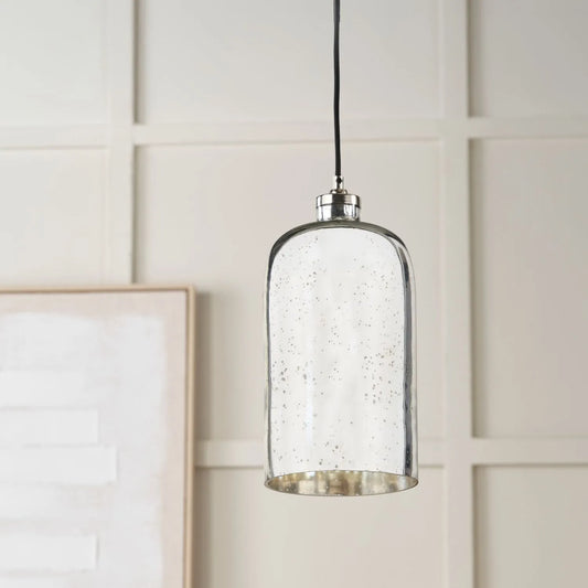 Mirrored Mercury Glass Bottle-Shaped Adjustable Pendant Light With Silver Fittings – Contemporary Hanging Ceiling Light 132x18x18cm | Click Style