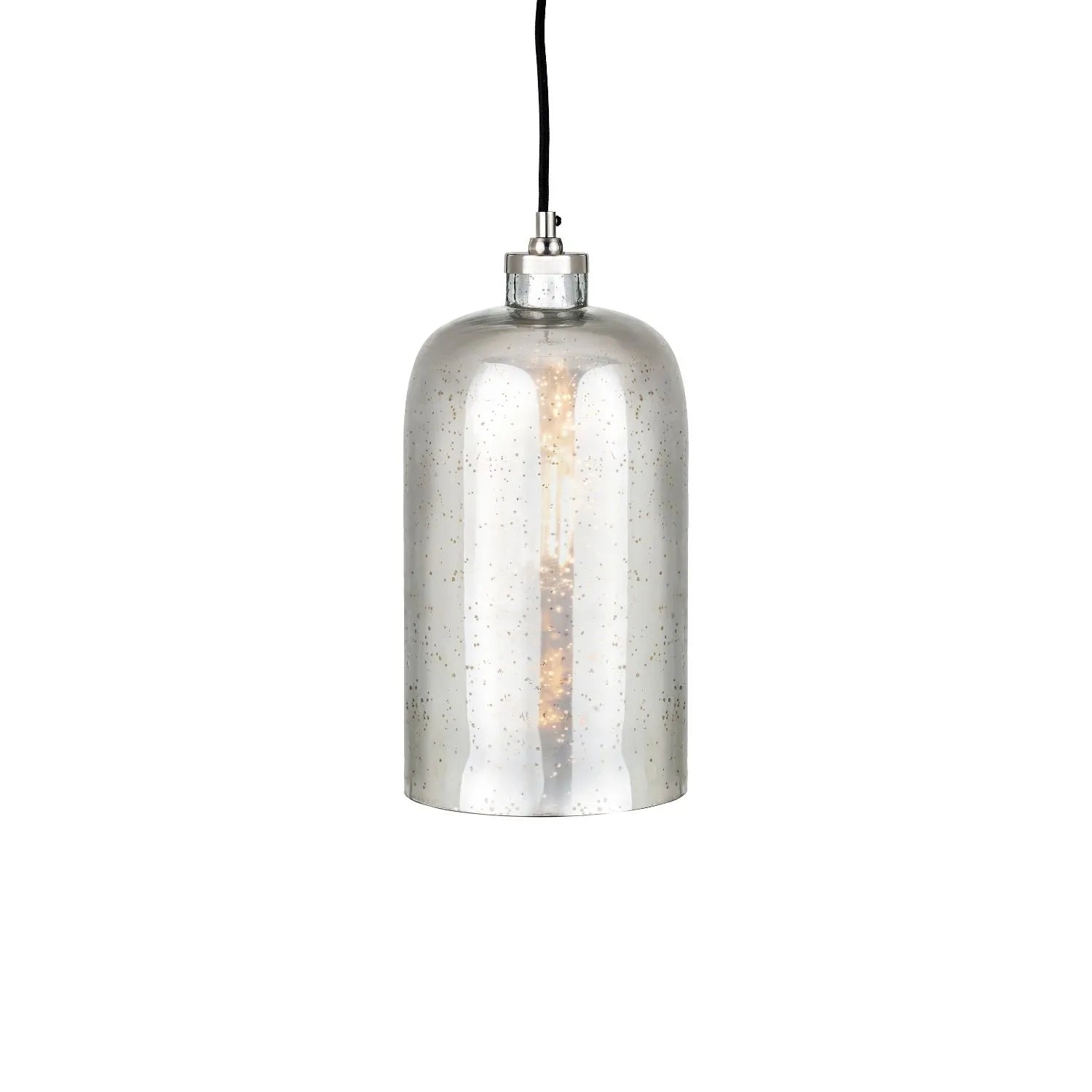 Mirrored Mercury Glass Bottle-Shaped Adjustable Pendant Light With Silver Fittings – Contemporary Hanging Ceiling Light 132x18x18cm | Click Style