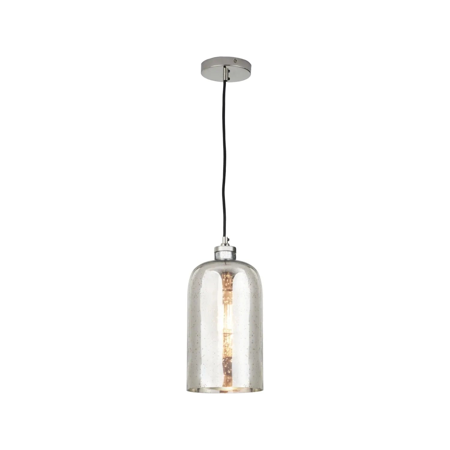 Mirrored Mercury Glass Bottle-Shaped Adjustable Pendant Light With Silver Fittings – Contemporary Hanging Ceiling Light 132x18x18cm | Click Style