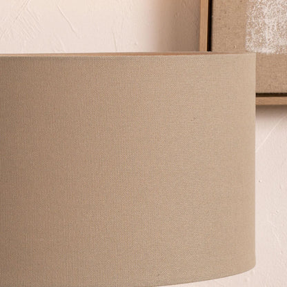 Mirrored mercury glass bottle-shaped table lamp with beige taupe cotton drum shade – contemporary mottled glass decorative lamp 63x40x40cm | Click Style