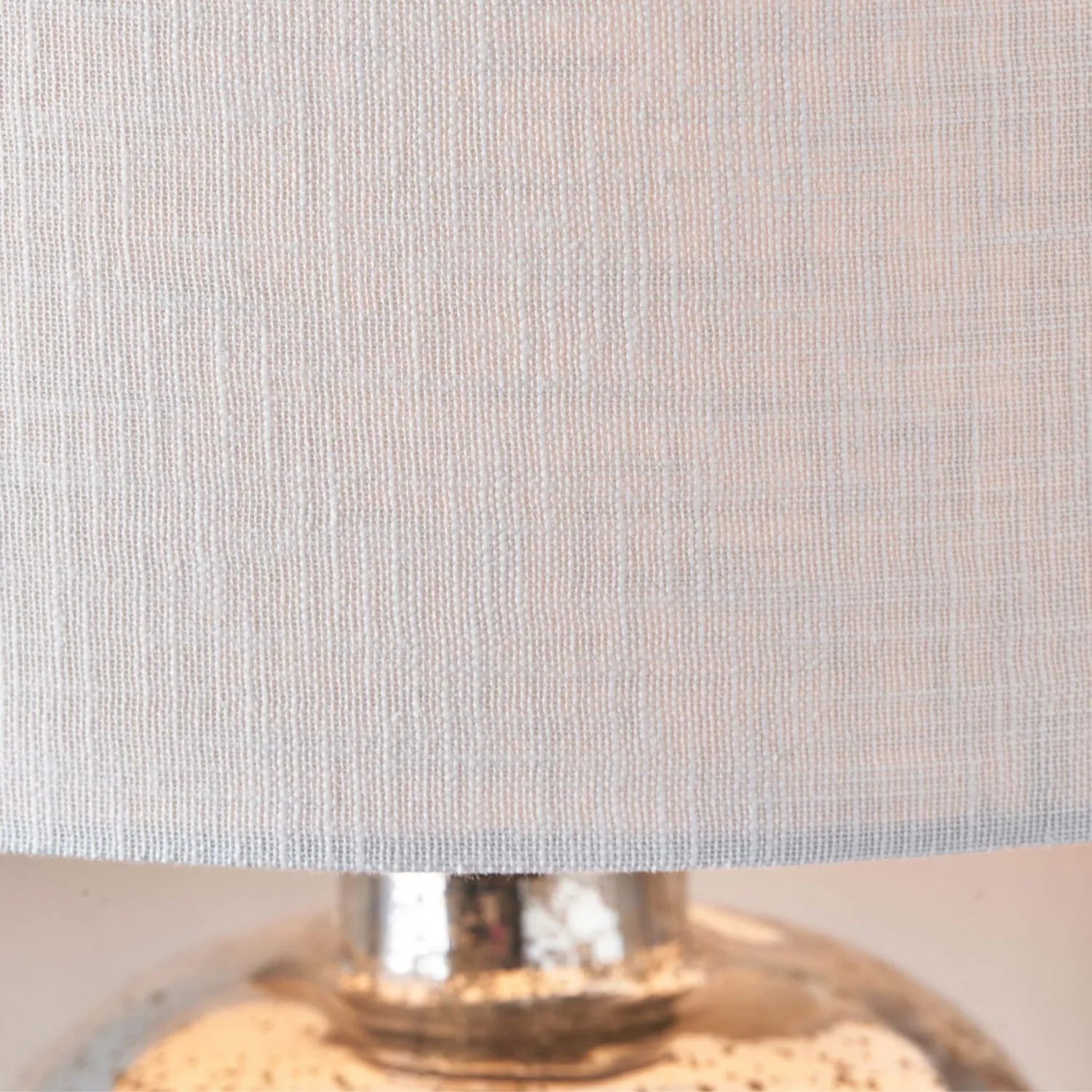 Mirrored Mercury Glass Bottle-Shaped Table Lamp With White Self-Lined Linen Drum Shade 67x40x40cm | Click Style