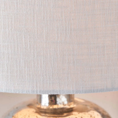 Mirrored Mercury Glass Bottle-Shaped Table Lamp With White Self-Lined Linen Drum Shade 67x40x40cm | Click Style