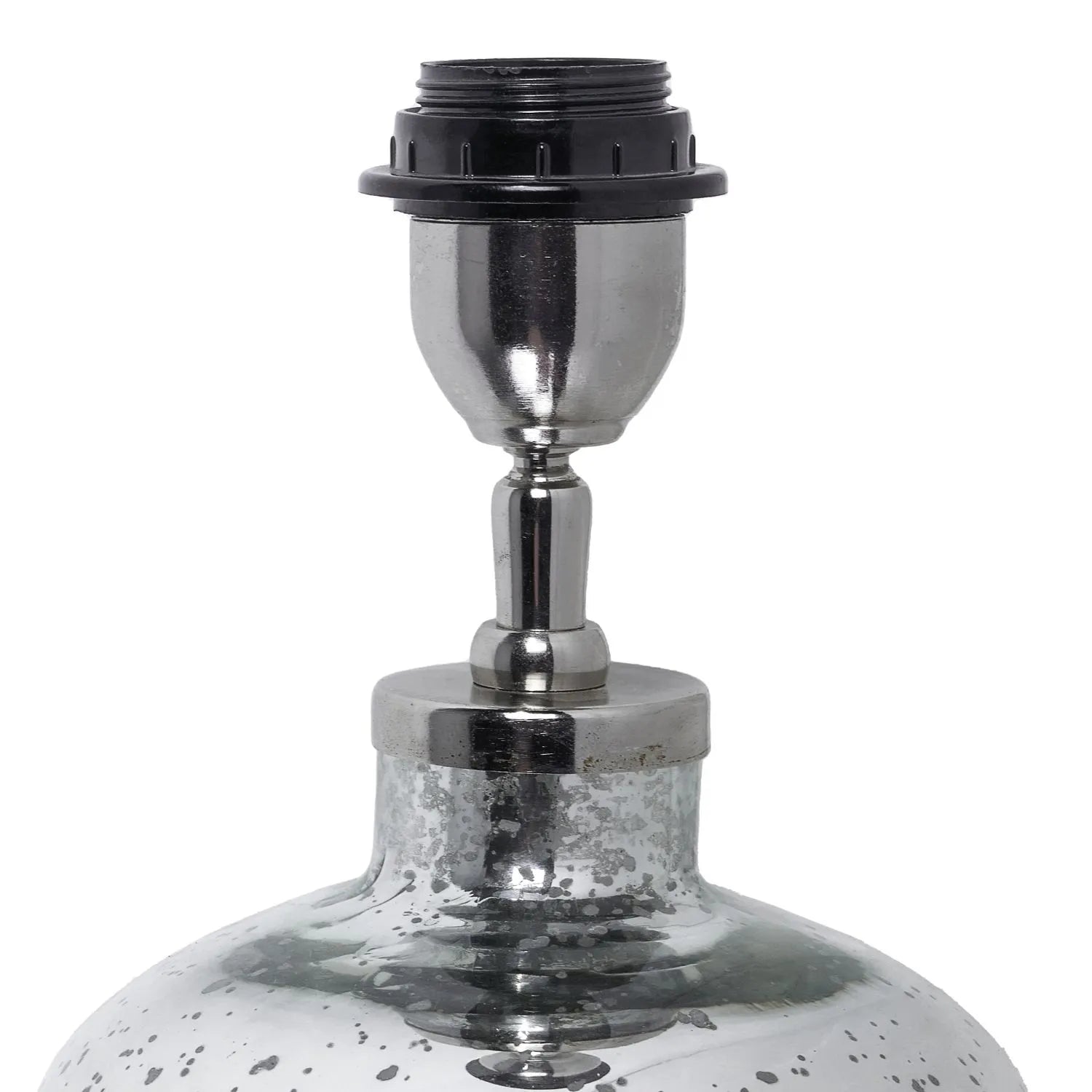 Mirrored Mercury Glass Bottle-Shaped Table Lamp With White Self-Lined Linen Drum Shade 67x40x40cm | Click Style