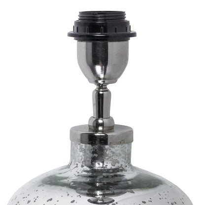 Mirrored Mercury Glass Bottle-Shaped Table Lamp With White Self-Lined Linen Drum Shade 67x40x40cm | Click Style