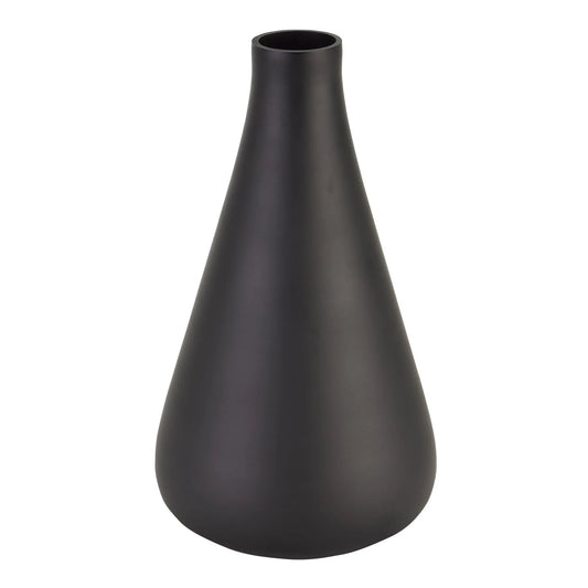 Modern Matt Black Glass Tapered Vase 24cm – Minimalist Decorative Vase - Click Style