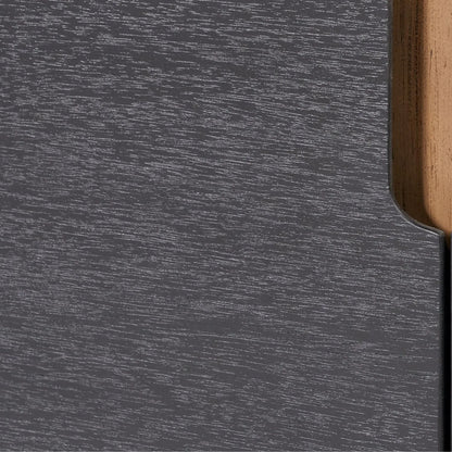 Modern Scandi Black & Natural Acacia Wood 4-Door Sideboard with Cut-Out Handles & Internal Shelves – Contemporary Wooden Storage Cabinet 80x160x45cm | Click Style