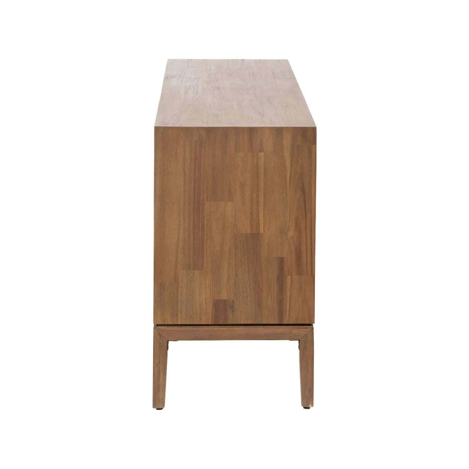 Modern Scandi Black & Natural Acacia Wood 4-Door Sideboard with Cut-Out Handles & Internal Shelves – Contemporary Wooden Storage Cabinet 80x160x45cm | Click Style