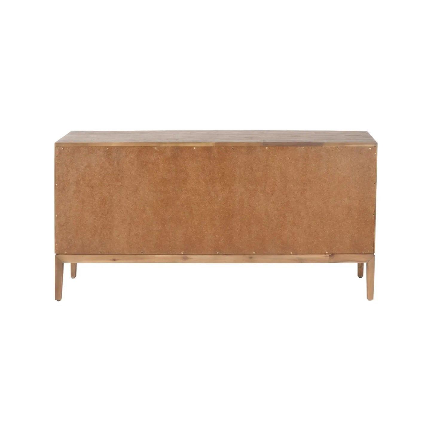 Modern Scandi Black & Natural Acacia Wood 4-Door Sideboard with Cut-Out Handles & Internal Shelves – Contemporary Wooden Storage Cabinet  Back 80x160x45cm | Click Style