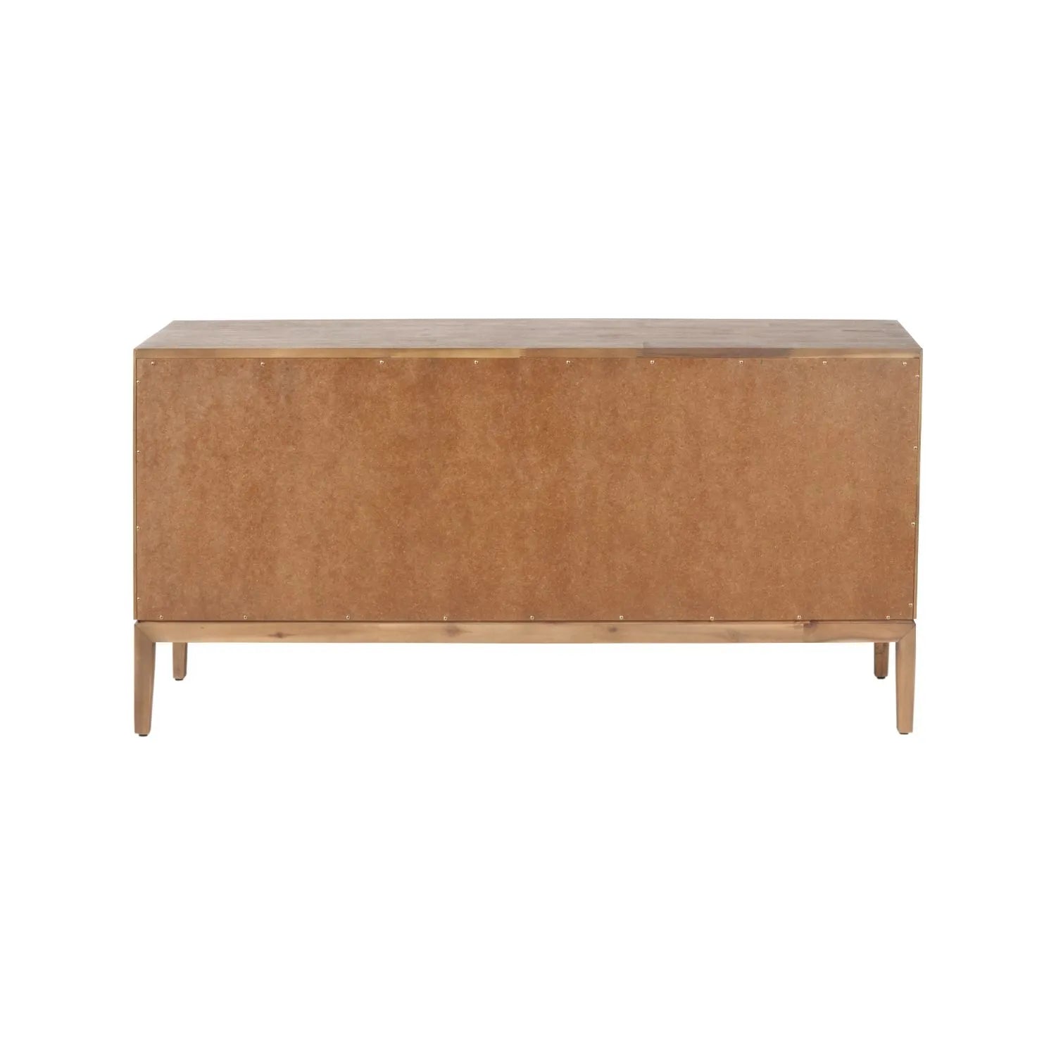 Modern Scandi Black & Natural Acacia Wood 4-Door Sideboard with Cut-Out Handles & Internal Shelves – Contemporary Wooden Storage Cabinet  Back 80x160x45cm | Click Style