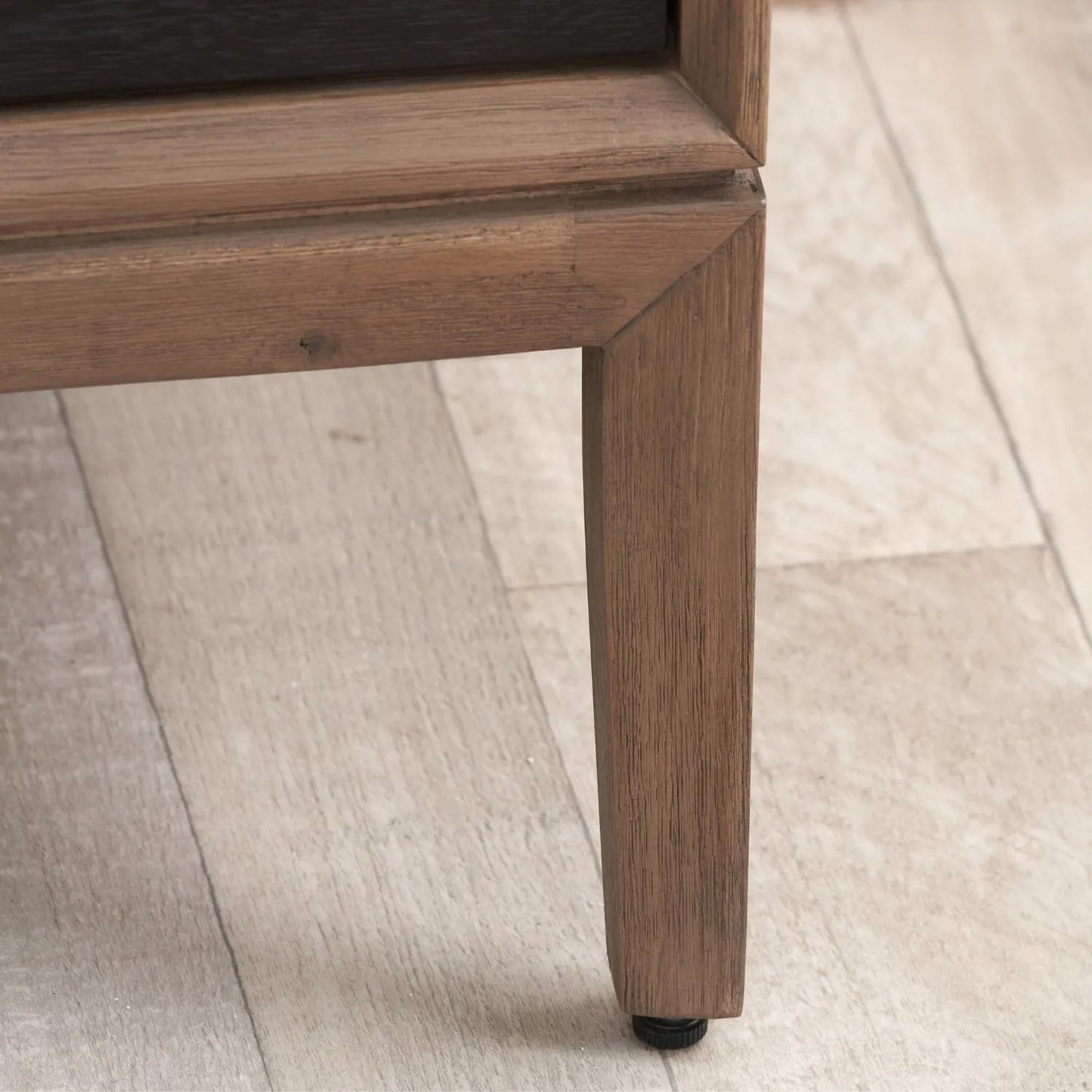 Modern Scandi Black & Natural Acacia Wood 4-Door Sideboard with Cut-Out Handles & Internal Shelves – Contemporary Wooden Storage Cabinet 80x160x45cm | Click Style