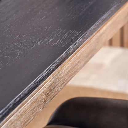 Modern Scandi Black & Natural Acacia Wood Dining Table with Wooden Legs – Rectangular 6-Seater Wooden Dining Table 180x90x76cm | Click Style