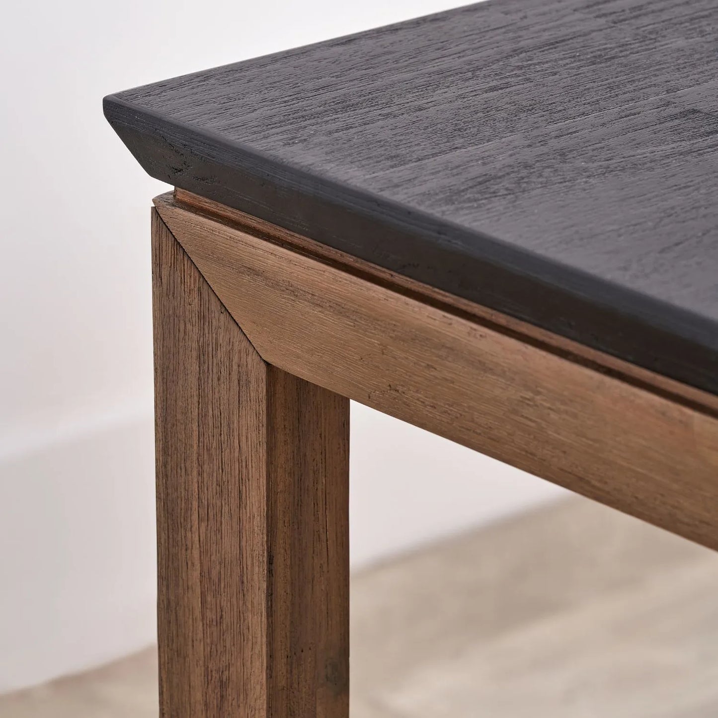 Modern Scandi Black & Natural Acacia Wood Dining Table with Wooden Legs – Rectangular 6-Seater Wooden Dining Table 180x90x76cm | Click Style