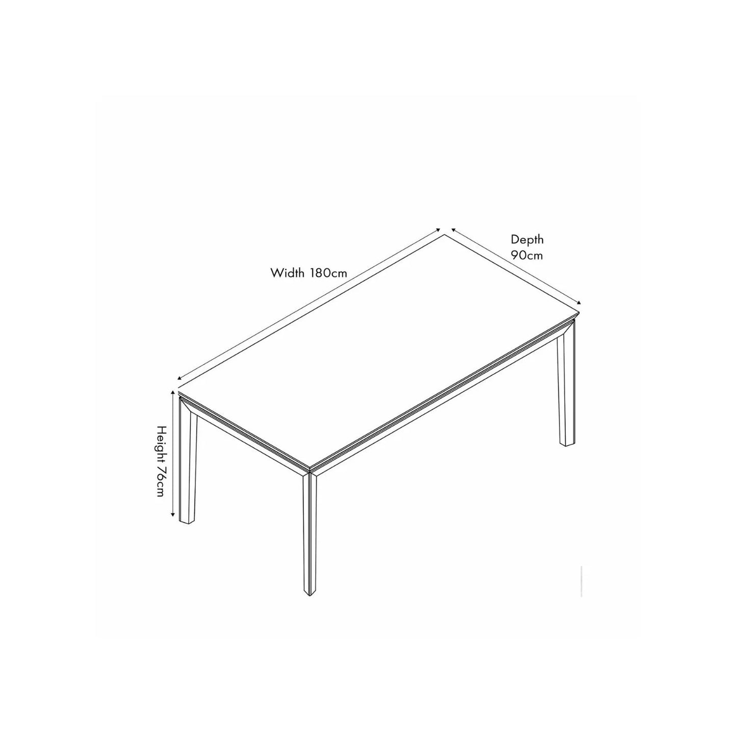 Modern Scandi Black & Natural Acacia Wood Dining Table with Wooden Legs – Rectangular 6-Seater Wooden Dining Table Dimensions 180x90x76cm | Click Style