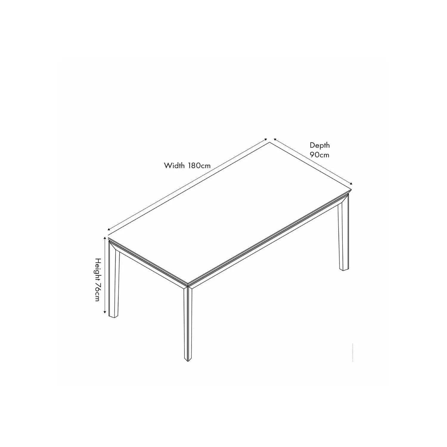 Modern Scandi Black & Natural Acacia Wood Dining Table with Wooden Legs – Rectangular 6-Seater Wooden Dining Table Dimensions 180x90x76cm | Click Style