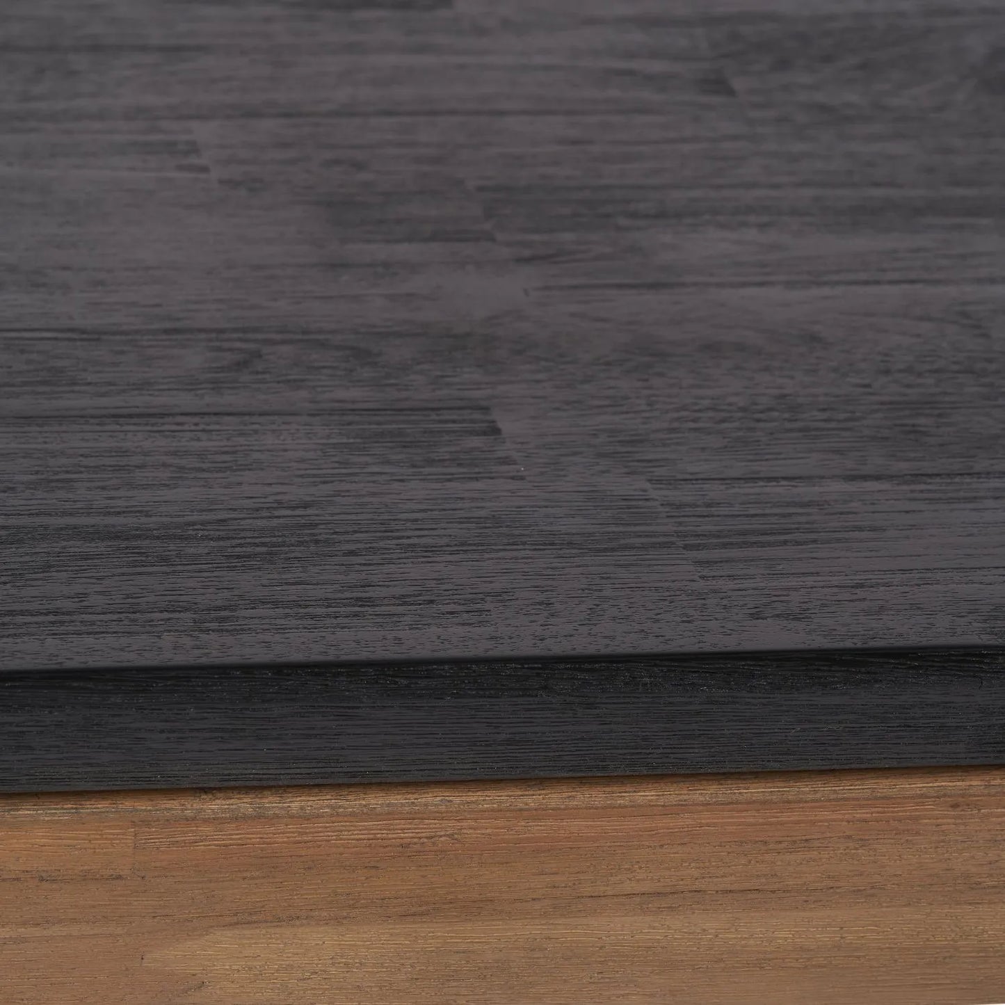 Modern Scandi Black & Natural Acacia Wood Dining Table with Wooden Legs – Rectangular 6-Seater Wooden Dining Table 180x90x76cm | Click Style