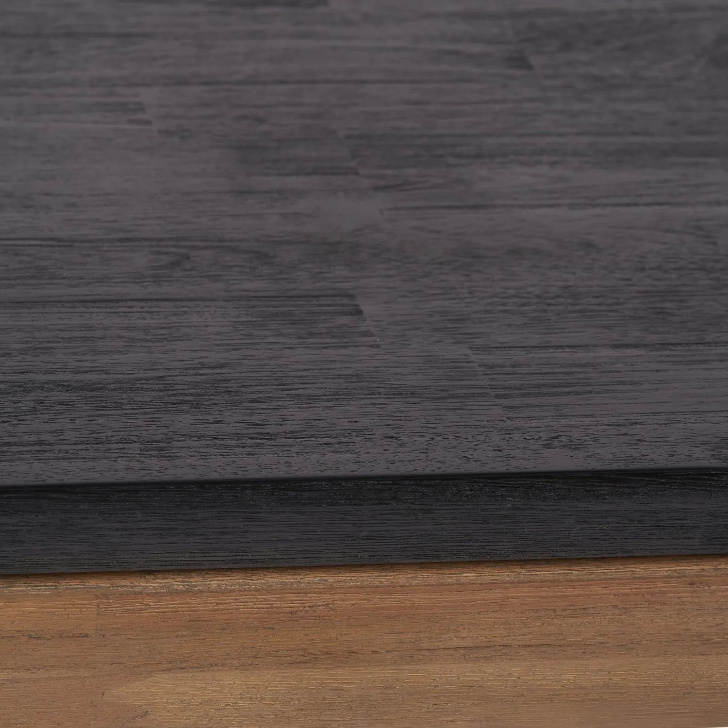 Modern Scandi Black & Natural Acacia Wood Dining Table with Wooden Legs – Rectangular 6-Seater Wooden Dining Table 180x90x76cm | Click Style