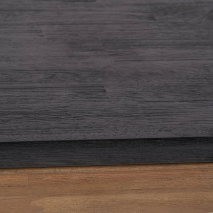 Modern Scandi Black & Natural Acacia Wood Dining Table with Wooden Legs – Rectangular 6-Seater Wooden Dining Table 180x90x76cm | Click Style