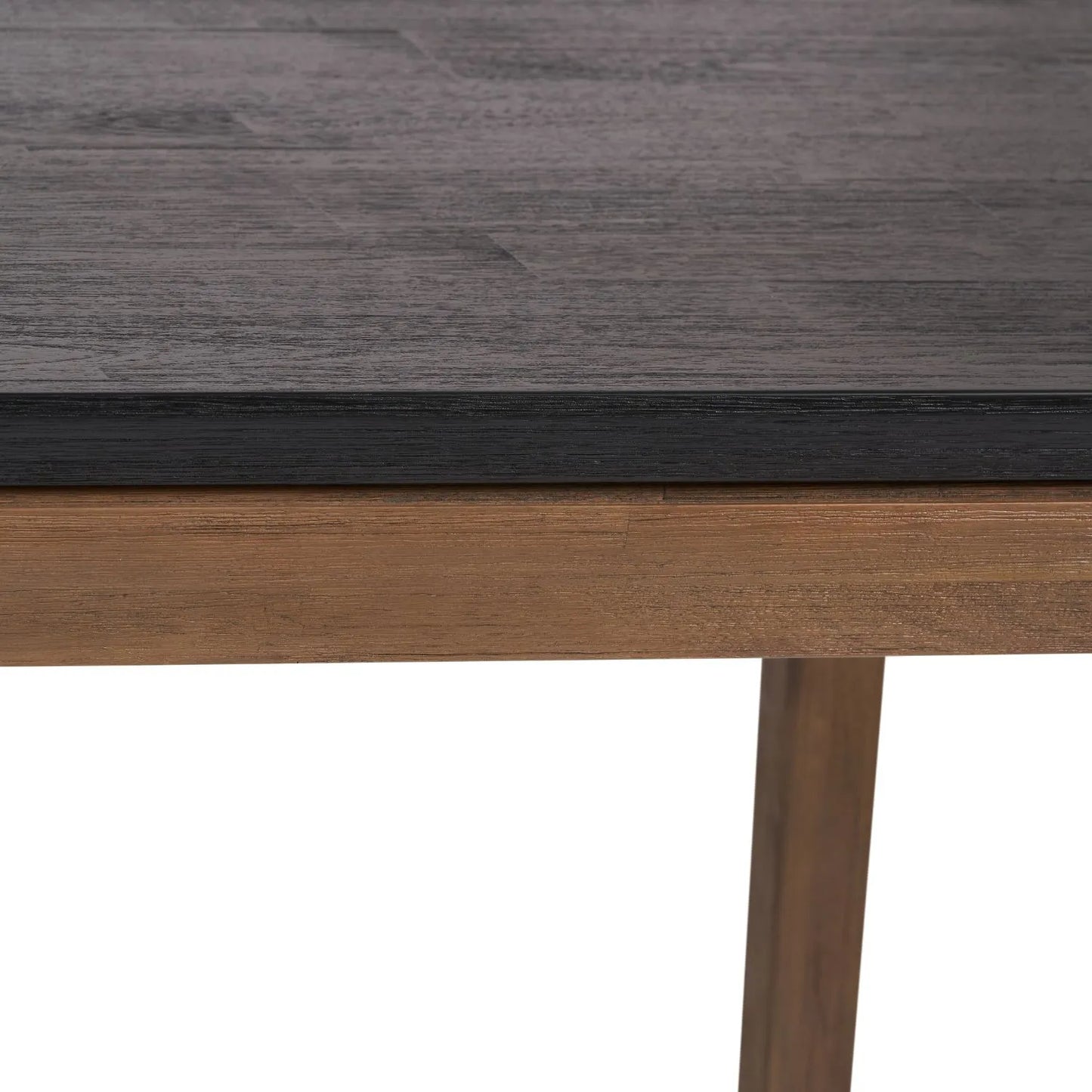 Modern Scandi Black & Natural Acacia Wood Dining Table with Wooden Legs – Rectangular 6-Seater Wooden Dining Table 180x90x76cm | Click Style