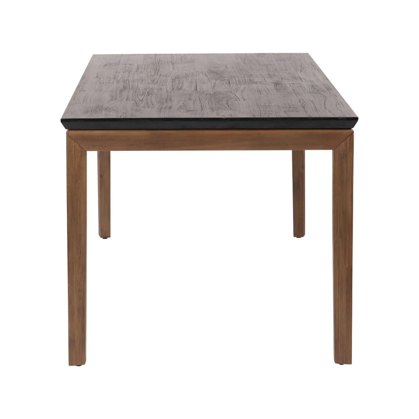 Modern Scandi Black & Natural Acacia Wood Dining Table with Wooden Legs – Rectangular 6-Seater Wooden Dining Table 180x90x76cm | Click Style