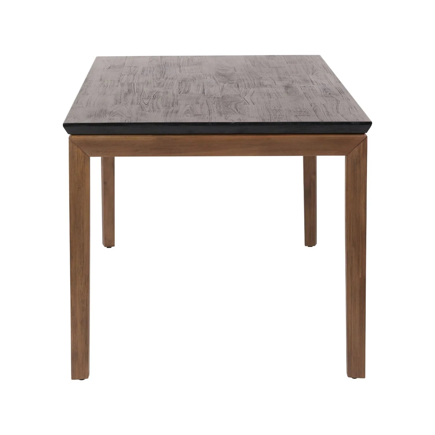 Modern Scandi Black & Natural Acacia Wood Dining Table with Wooden Legs – Rectangular 6-Seater Wooden Dining Table 180x90x76cm | Click Style