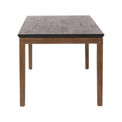 Modern Scandi Black & Natural Acacia Wood Dining Table with Wooden Legs – Rectangular 6-Seater Wooden Dining Table 180x90x76cm | Click Style