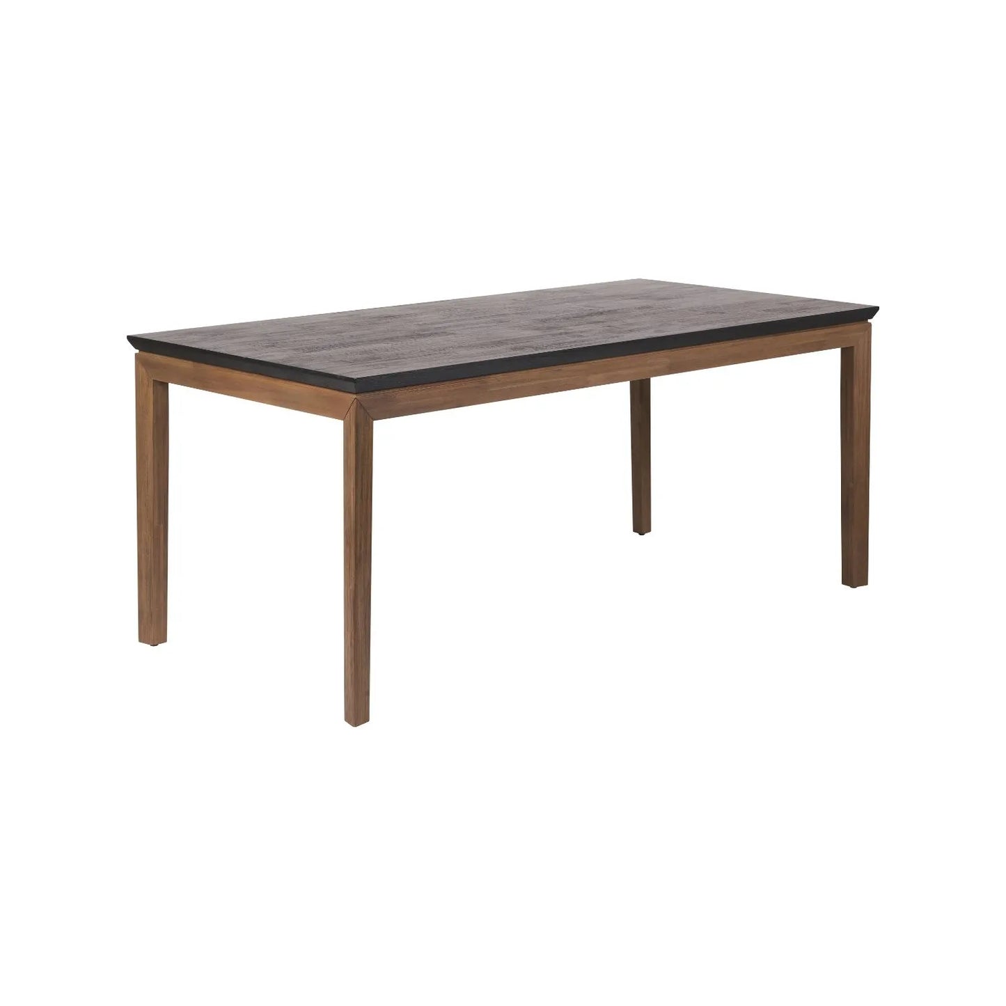 Modern Scandi Black & Natural Acacia Wood Dining Table with Wooden Legs – Rectangular 6-Seater Wooden Dining Table 180x90x76cm | Click Style