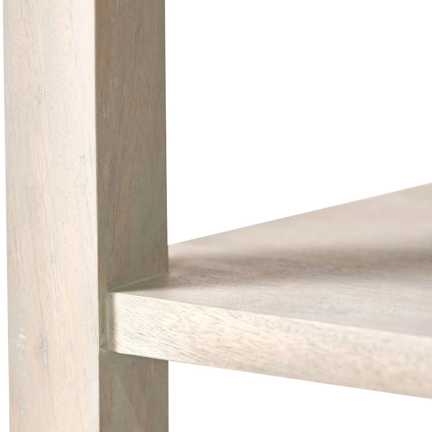 Modern Scandi Light Grey Wash Mango Wood Shelving & Storage Unit – Handleless 2 Door Carved Textured Niche Display Cabinet with Open Shelves, Scandinavian Mango Wood Storage Furniture for Living Rooms, Dining Rooms & Hallways 166x105x40cm | Click Style