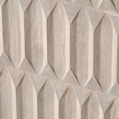 Modern Scandi Light Grey Wash Mango Wood Shelving & Storage Unit – Handleless 2 Door Carved Textured Niche Display Cabinet with Open Shelves, Scandinavian Mango Wood Storage Furniture for Living Rooms, Dining Rooms & Hallways 166x105x40cm | Click Style