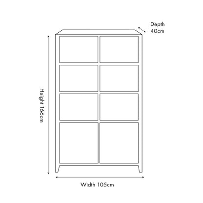 Modern Scandi Light Grey Wash Mango Wood Shelving & Storage Unit – Handleless 2 Door Carved Textured Niche Display Cabinet with Open Shelves, Scandinavian Mango Wood Storage Furniture for Living Rooms, Dining Rooms & Hallways Dimensions 166x105x40cm | Click Style