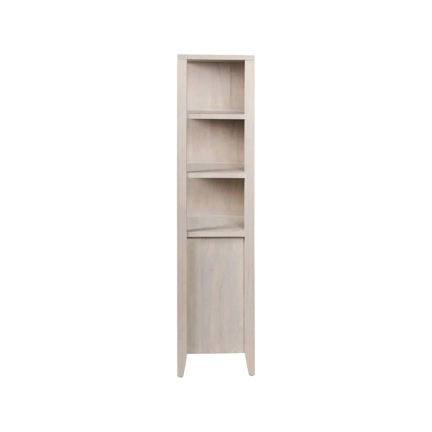 Modern Scandi Light Grey Wash Mango Wood Shelving & Storage Unit – Handleless 2 Door Carved Textured Niche Display Cabinet with Open Shelves, Scandinavian Mango Wood Storage Furniture for Living Rooms, Dining Rooms & Hallways Side 166x105x40cm | Click Style
