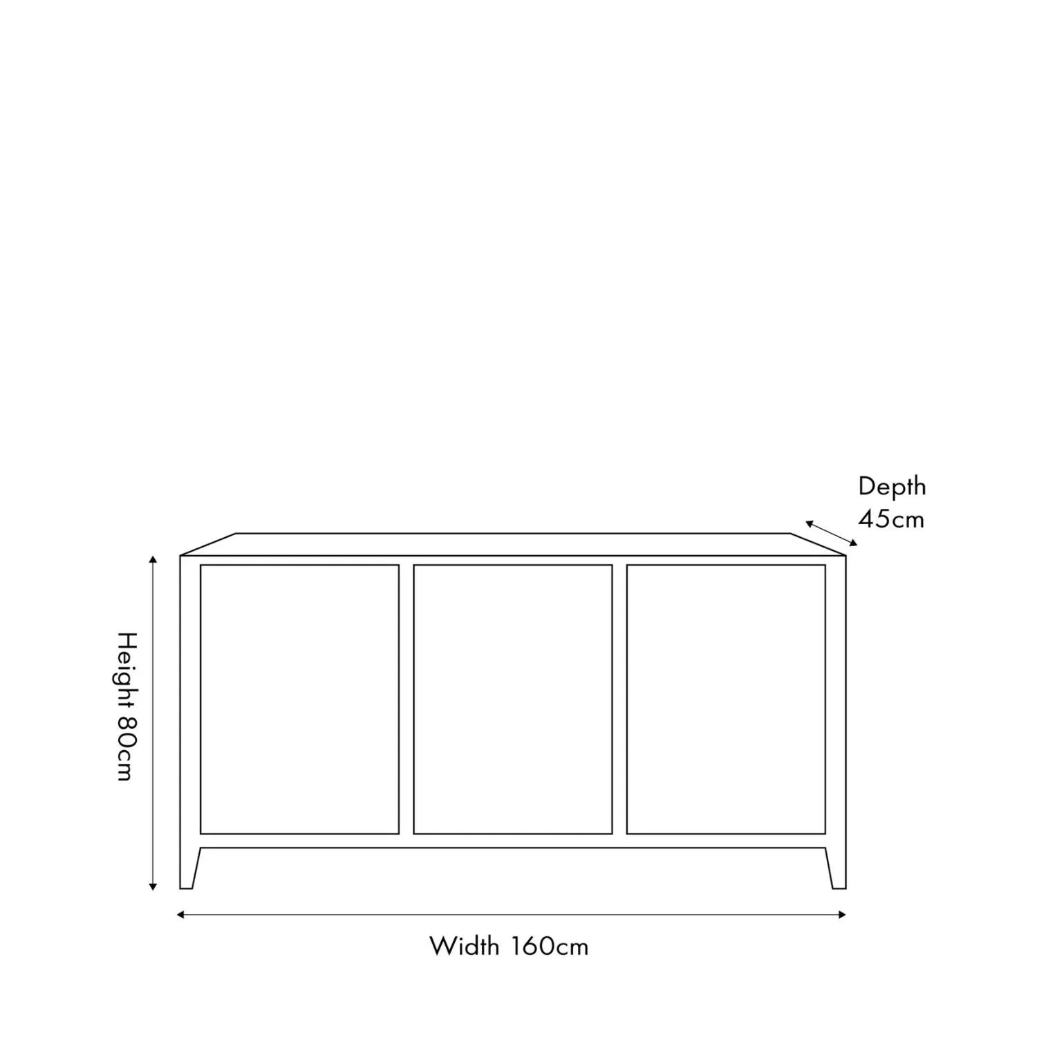 Modern Scandi Light Grey Wash Mango Wood Sideboard with Handleless 3 Door Carved Textured Doors and Internal Shelves – Wooden Storage Cabinet Dimensions 80x160x45cm | Click Style