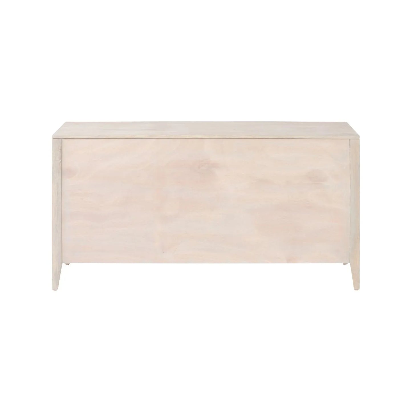 Modern Scandi Light Grey Wash Mango Wood Sideboard with Handleless 3 Door Carved Textured Doors and Internal Shelves – Wooden Storage Cabinet Back 80x160x45cm | Click Style