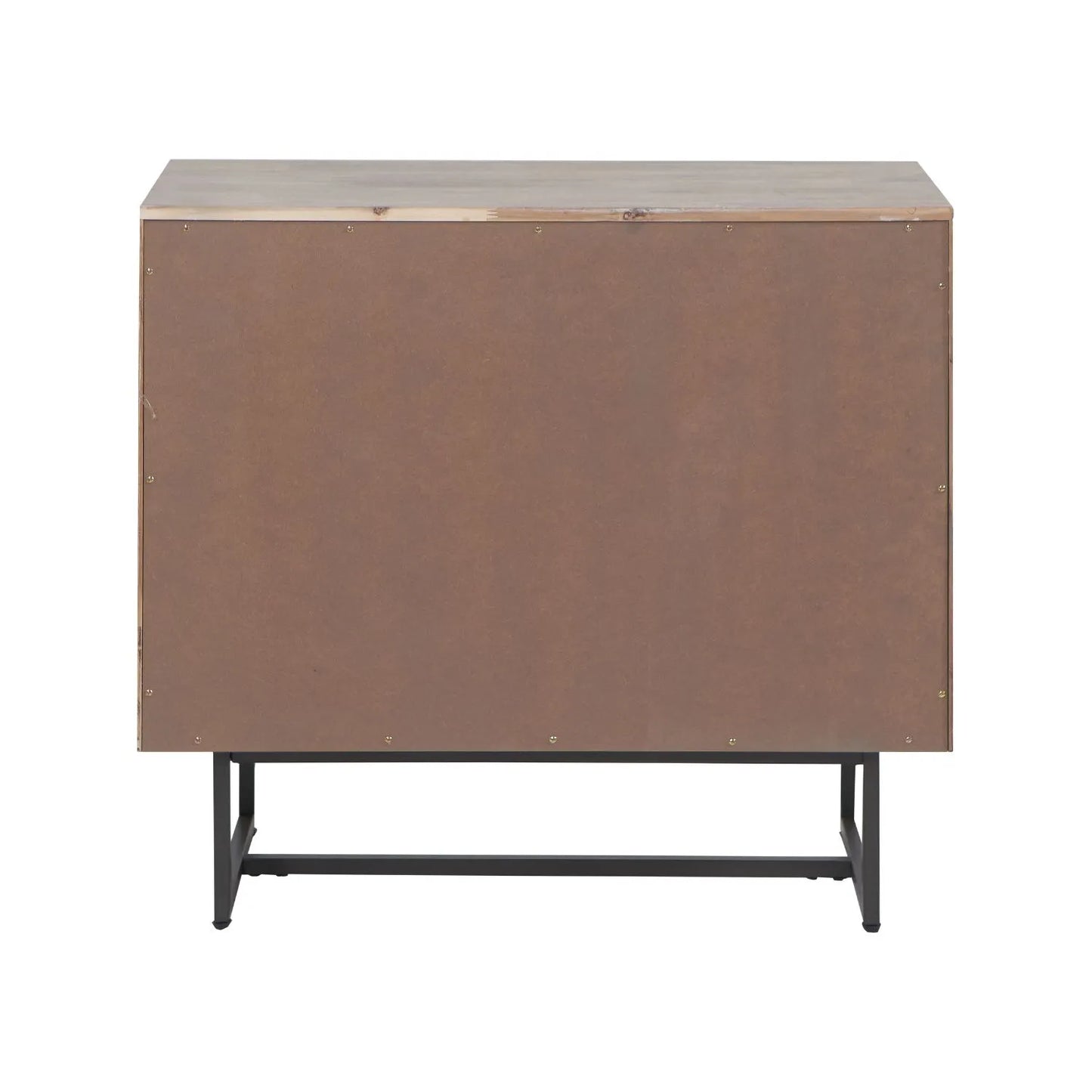 Modern Scandi Sand-Wash Acacia Wood 3-Drawer Chest with Black Metal Legs – Textured Wooden Storage Unit Back 80x90x40cm | Click Style