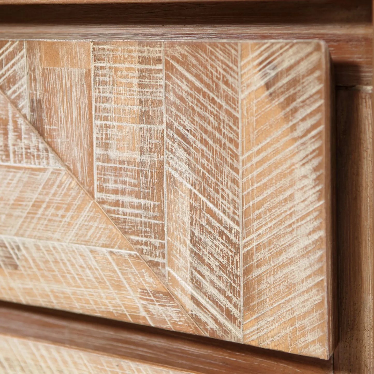 Modern Scandi Sand-Wash Acacia Wood 3-Drawer Chest with Black Metal Legs – Textured Wooden Storage Unit 80x90x40cm | Click Style