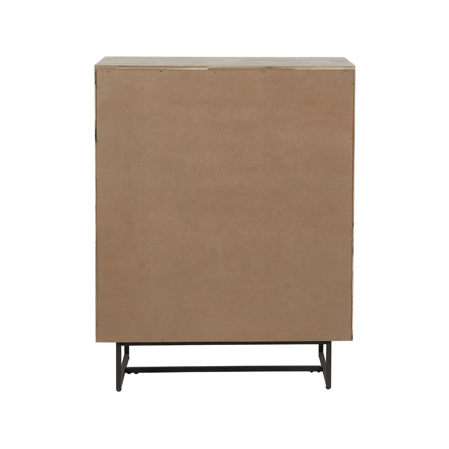 Modern Scandi Sand-Wash Acacia Wood Bar Cabinet With Black Metal Legs – Tall 2-Door Drinks Cabinet With Wine Rack And Internal Shelves 128x100x45cm | Click Style