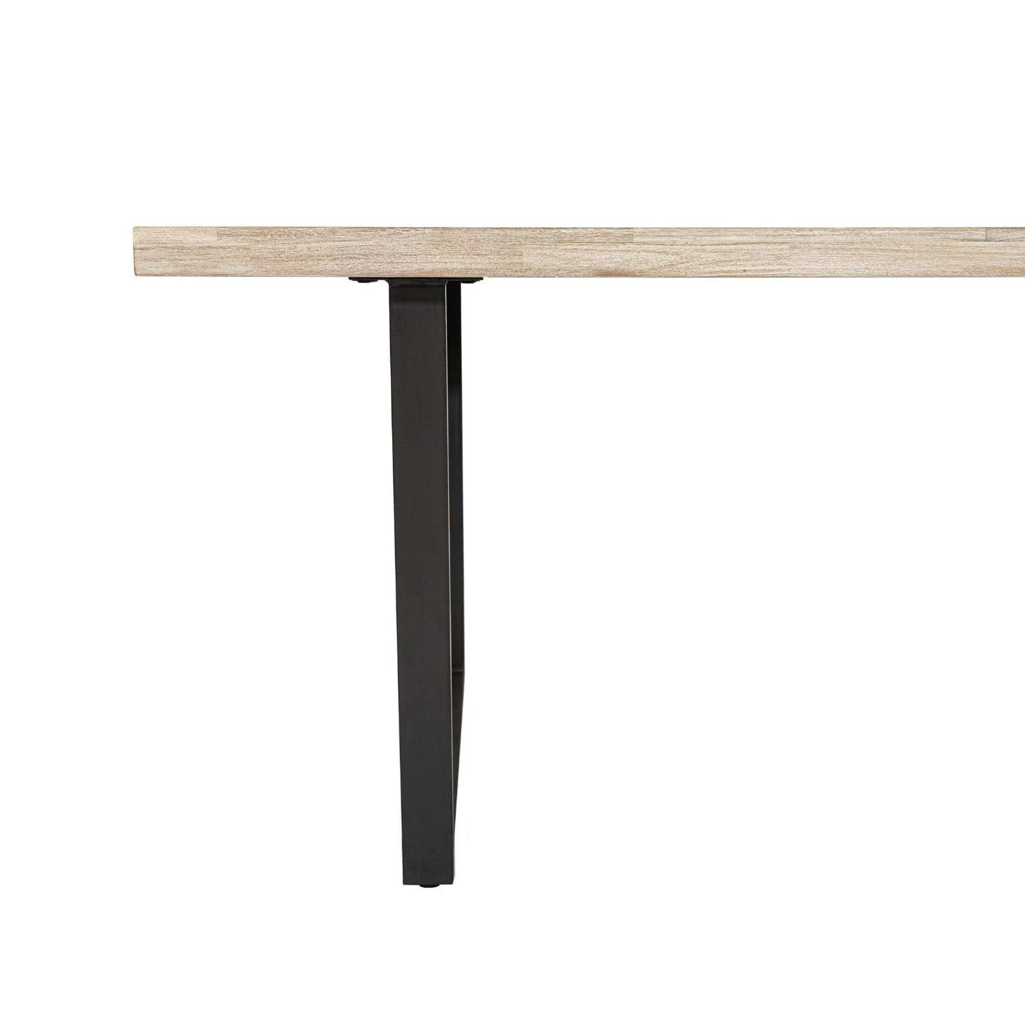 Modern Scandi Sand-Wash Acacia Wood Dining Table With Black Metal Legs Large Textured 8-Seater Wooden Dining Table 220x100x76cm | Click Style