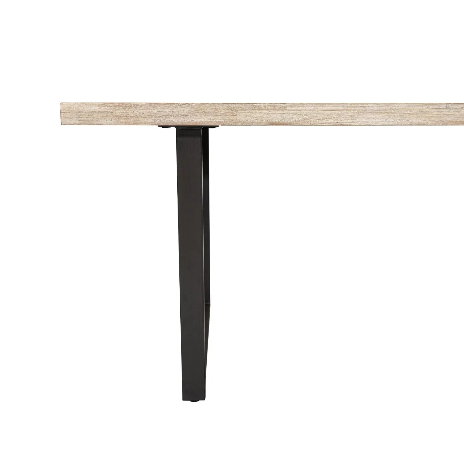 Modern Scandi Sand-Wash Acacia Wood Dining Table With Black Metal Legs Large Textured 8-Seater Wooden Dining Table 220x100x76cm | Click Style